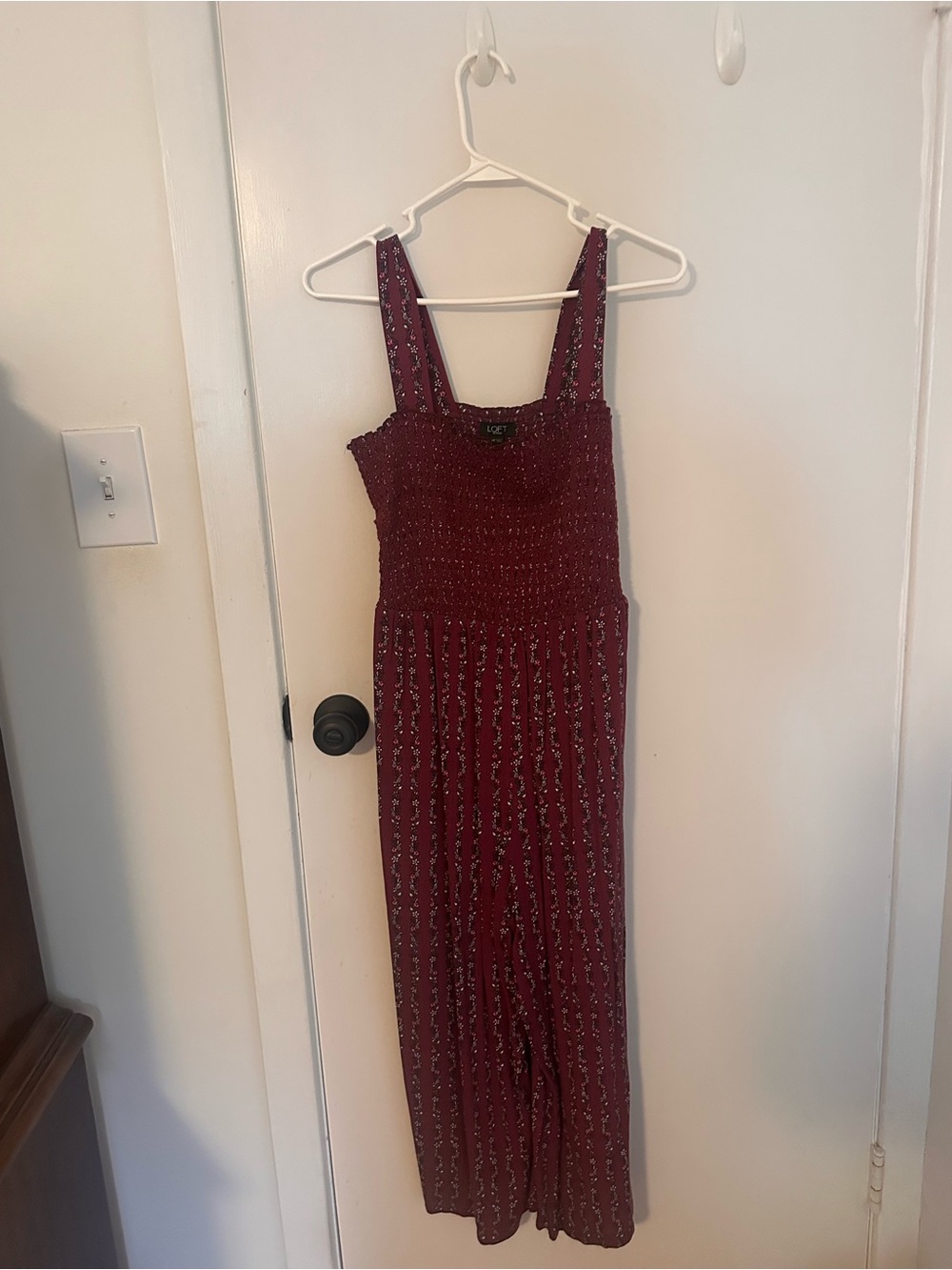 Smocked Burgundy Floral jumpsuit